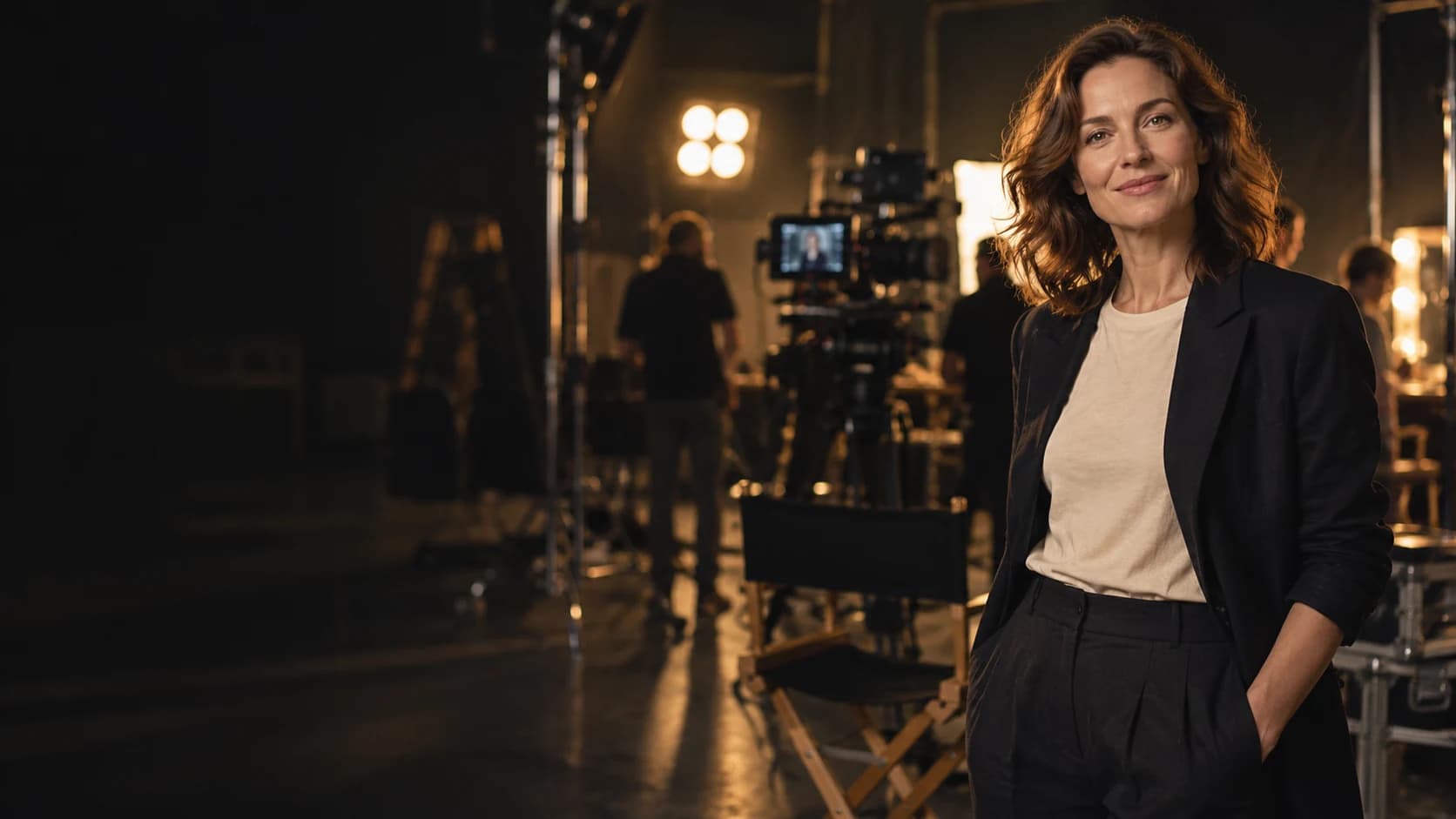 Dorosła aktorka na profesjonalnym planie filmowym